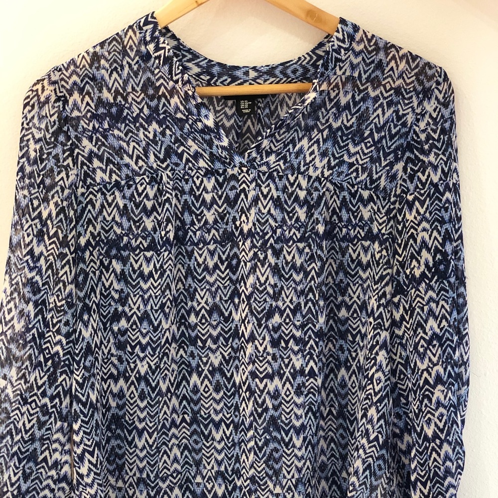 Blue Patterned Lightweight Blouse - image 3